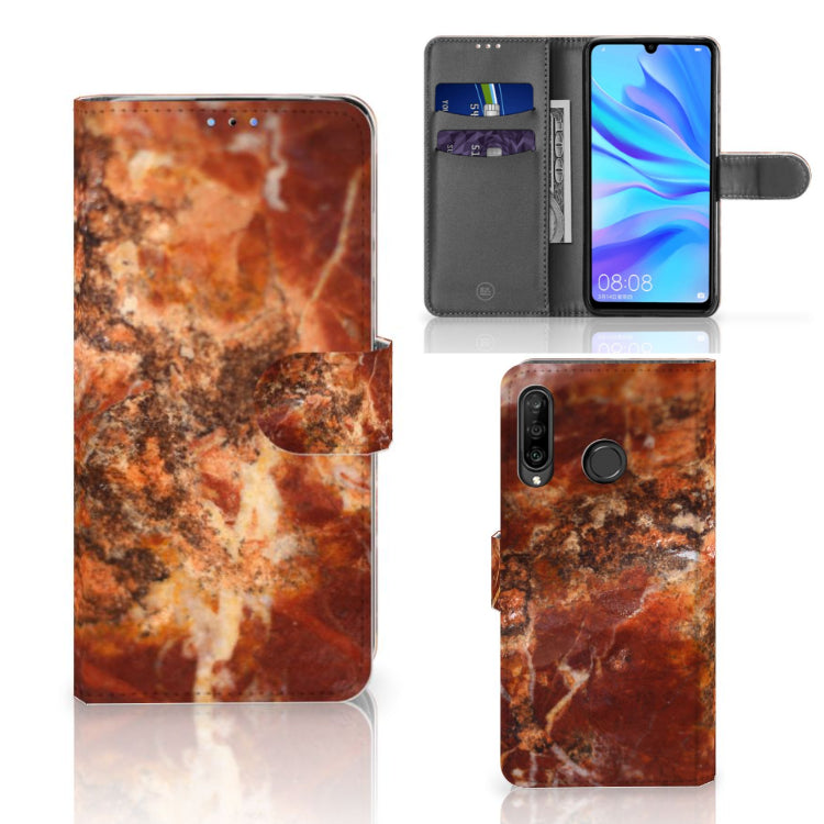Huawei P30 Lite (2020) Bookcase Marmer Bruin