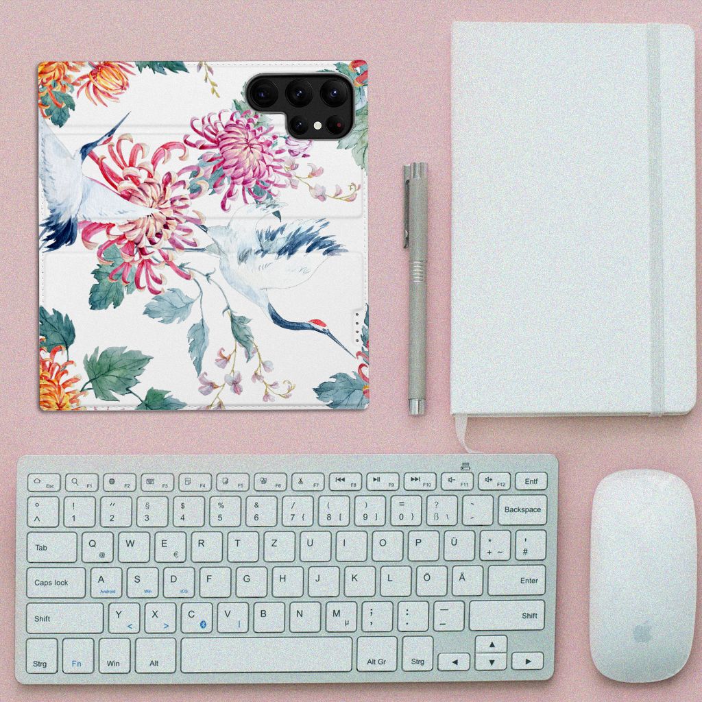Samsung Galaxy S23 Ultra Hoesje maken Bird Flowers - B2C Telecom