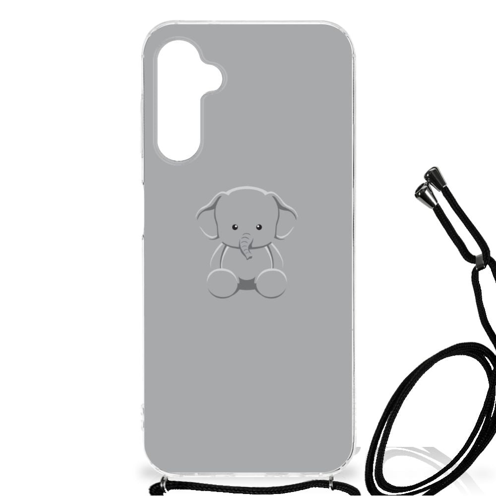 Samsung Galaxy A14 5G Stevig Bumper Hoesje Grijs Baby Olifant met schattige olifantafbeelding
