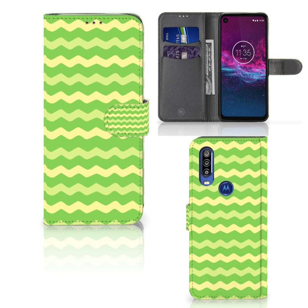 Motorola One Action Telefoon Hoesje Waves Green