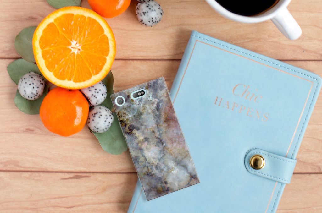 Sony Xperia XZ1 Compact TPU Siliconen Hoesje Marmer Grijs