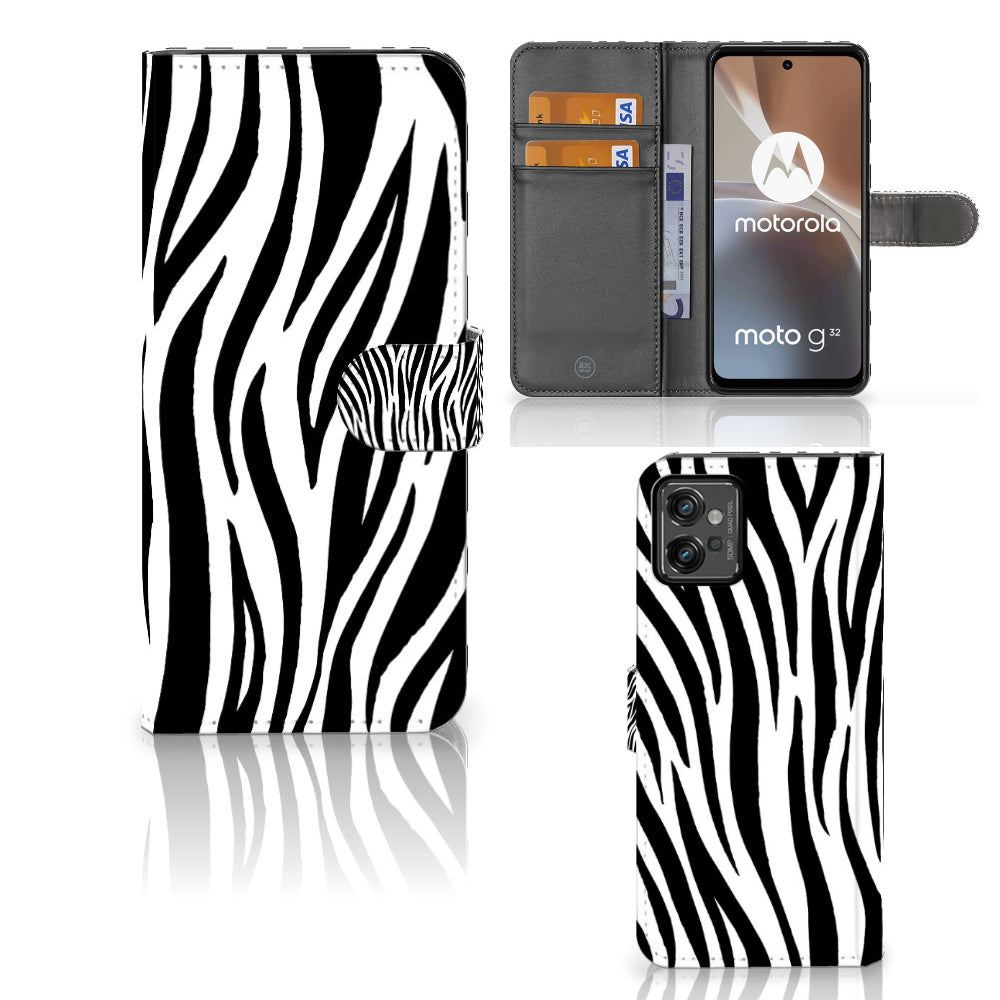 Motorola Moto G32 Telefoonhoesje met Pasjes Zebra