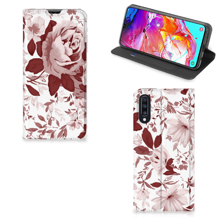 Bookcase Samsung Galaxy A70 Watercolor Flowers