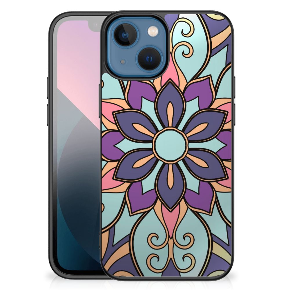 Apple iPhone 13 mini Bloemen Hoesje Purple Flower