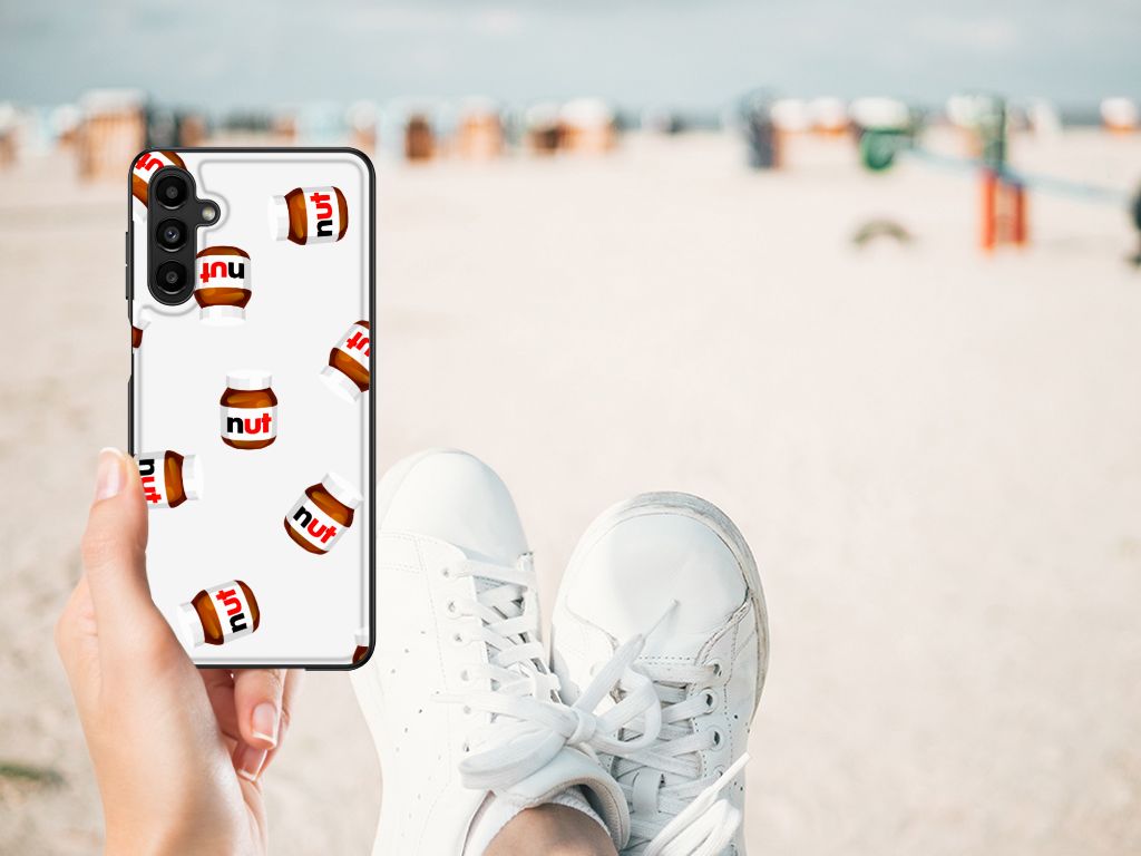 Samsung Galaxy A14 5G Back Cover Hoesje Nut Jar met opvallend eten & drinken design op een strand.