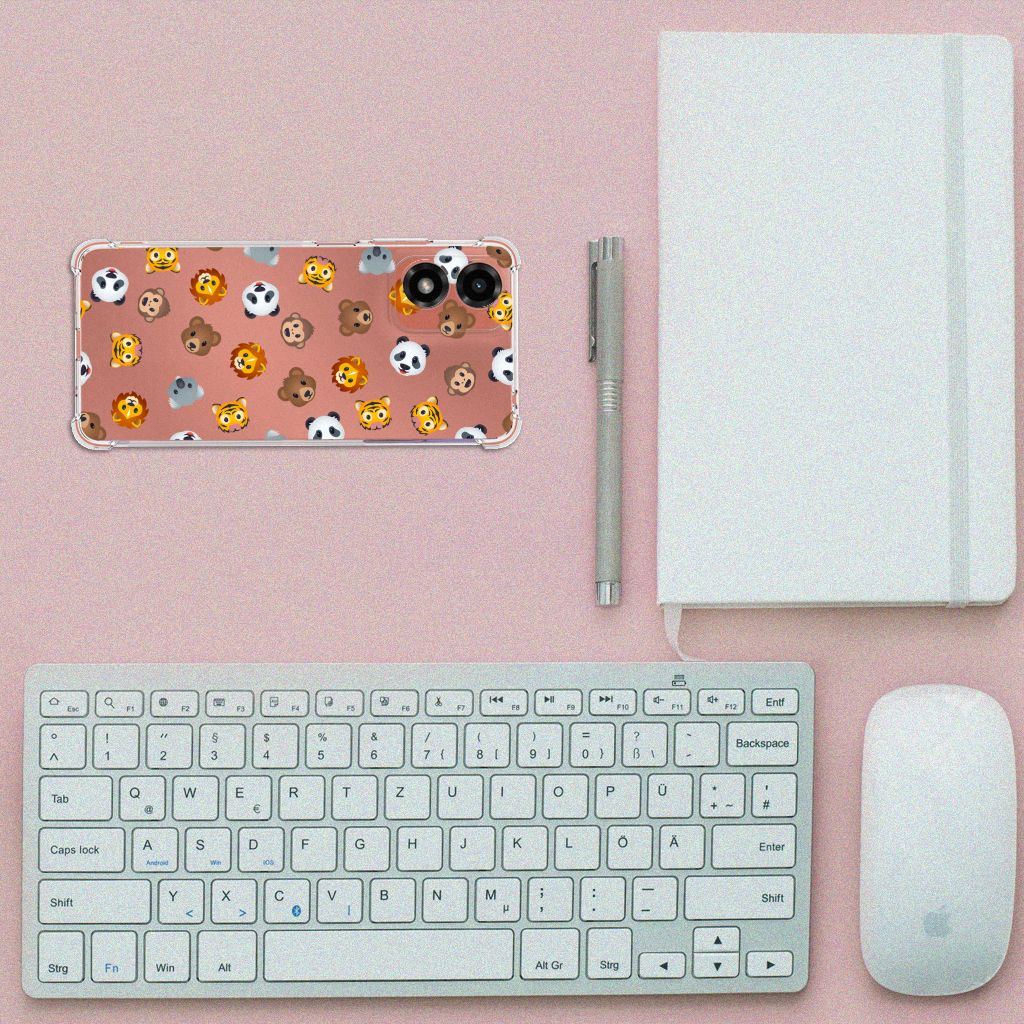 Doorzichtige Silicone Hoesje voor Motorola Moto G24 | G24 Power | G04 Dieren Emojis B2C Telecom