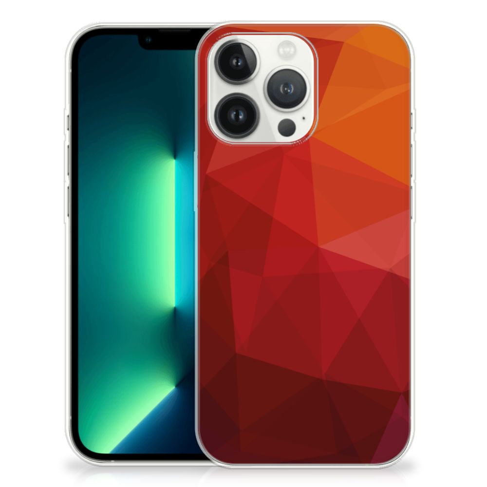 TPU Hoesje voor iPhone 13 Pro Max Polygon Red met abstracte geometrische vormen en kleurrijk ontwerp.