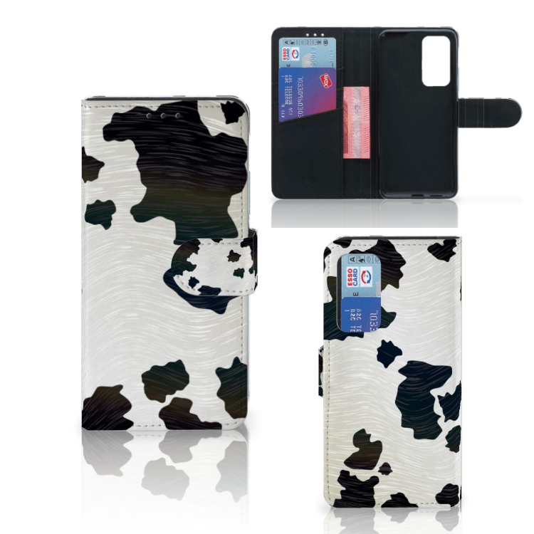 Huawei P40 Telefoonhoesje met Pasjes Koeienvlekken