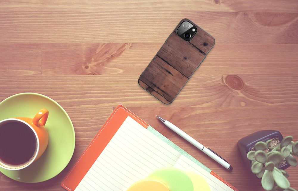 Apple iPhone 13/14 Houten Print Telefoonhoesje Old Wood B2C Telecom