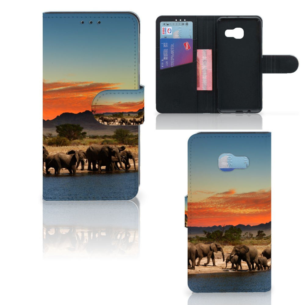 Samsung Galaxy A3 2017 Telefoonhoesje met Pasjes Olifanten