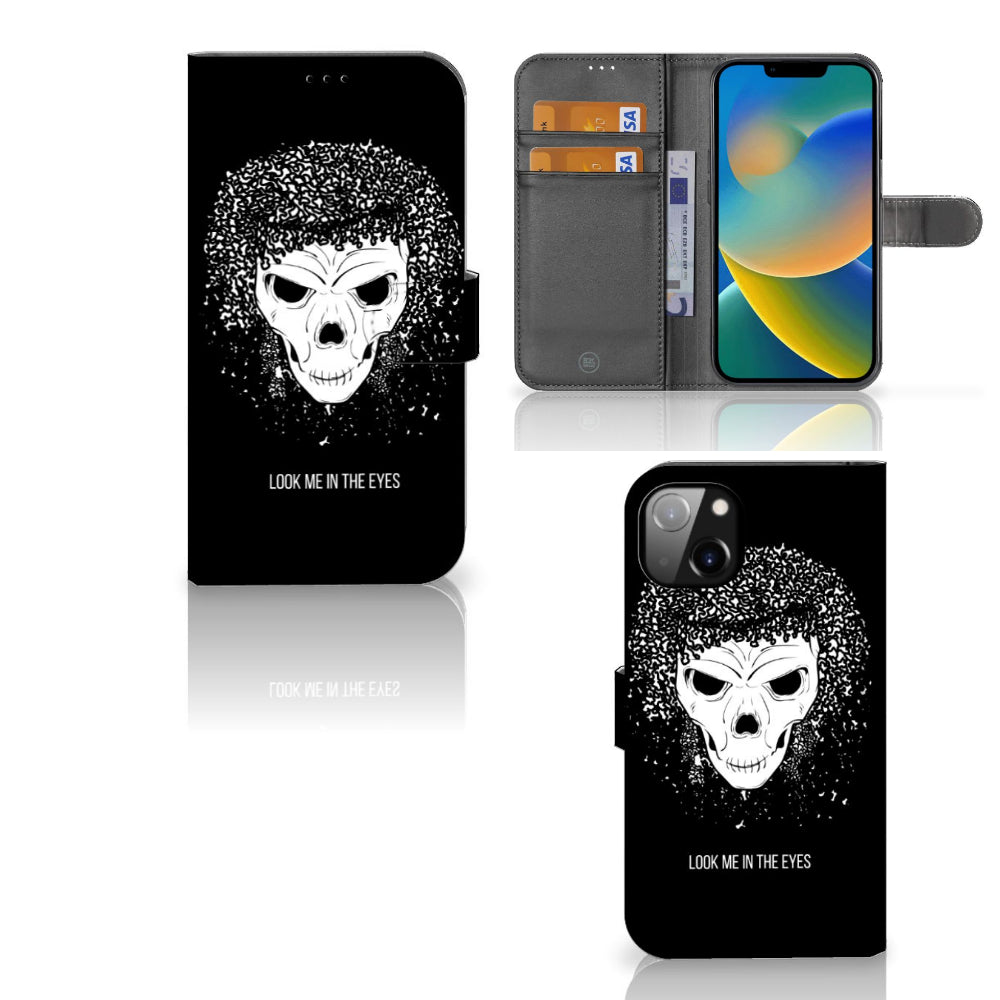 Telefoonhoesje met Naam iPhone 14 Plus Skull Hair