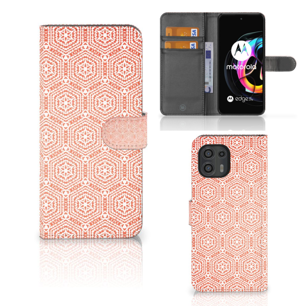 Motorola Edge 20 Lite Telefoon Hoesje Pattern Orange