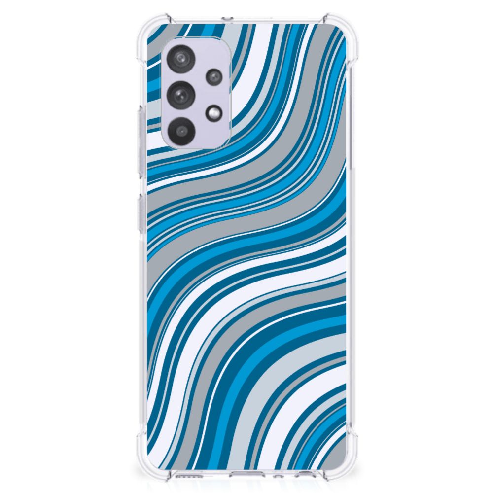 Samsung Galaxy A32 4G | A32 5G Enterprise Editie Doorzichtige Silicone Hoesje Waves Blue B2C Telecom