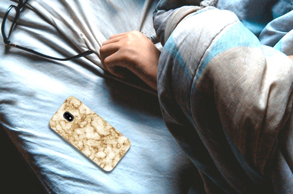 Samsung Galaxy J3 2017 TPU Siliconen Hoesje Marmer Goud