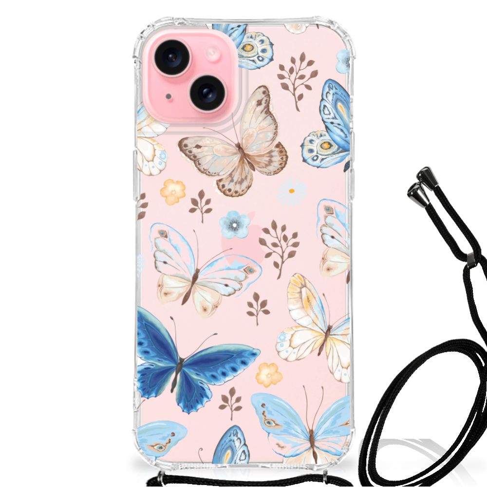 Case Anti-shock voor iPhone 15 Plus Vlinder