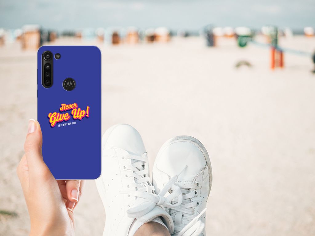 Motorola Moto G8 Power Siliconen hoesje met naam Never Give Up B2C Telecom