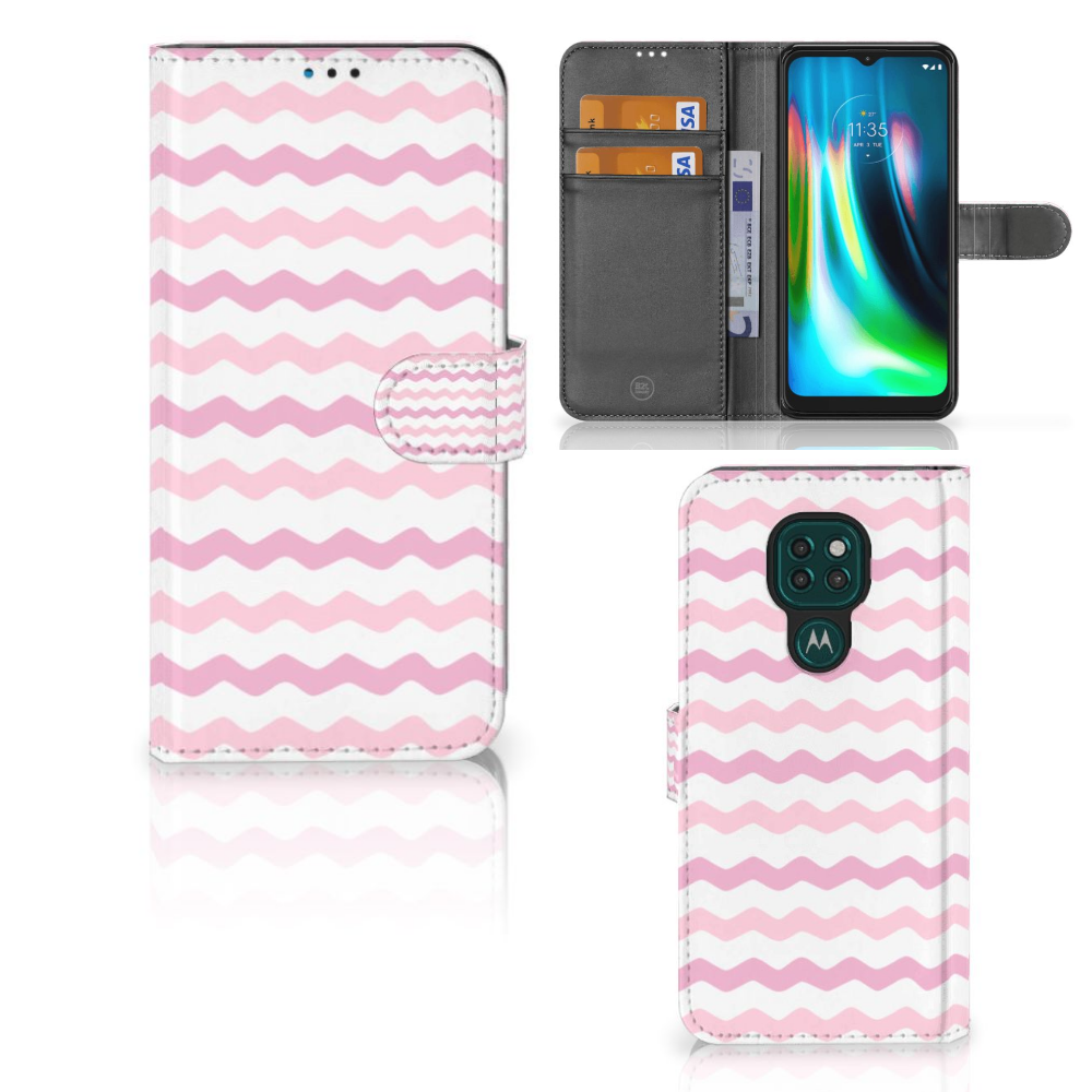 Motorola Moto G9 Play | E7 Plus Telefoon Hoesje Waves Roze