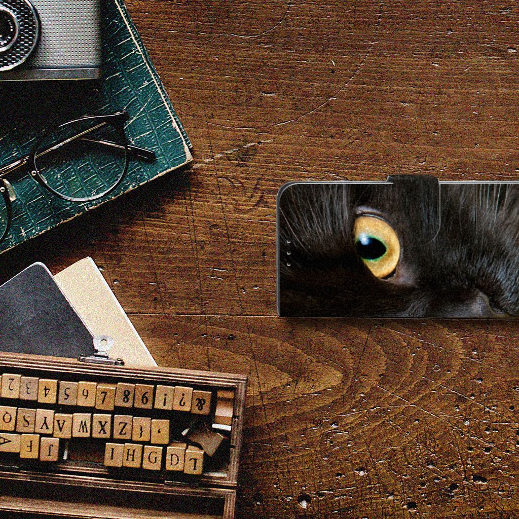 Honor 20 Telefoonhoesje met Pasjes Zwarte Kat