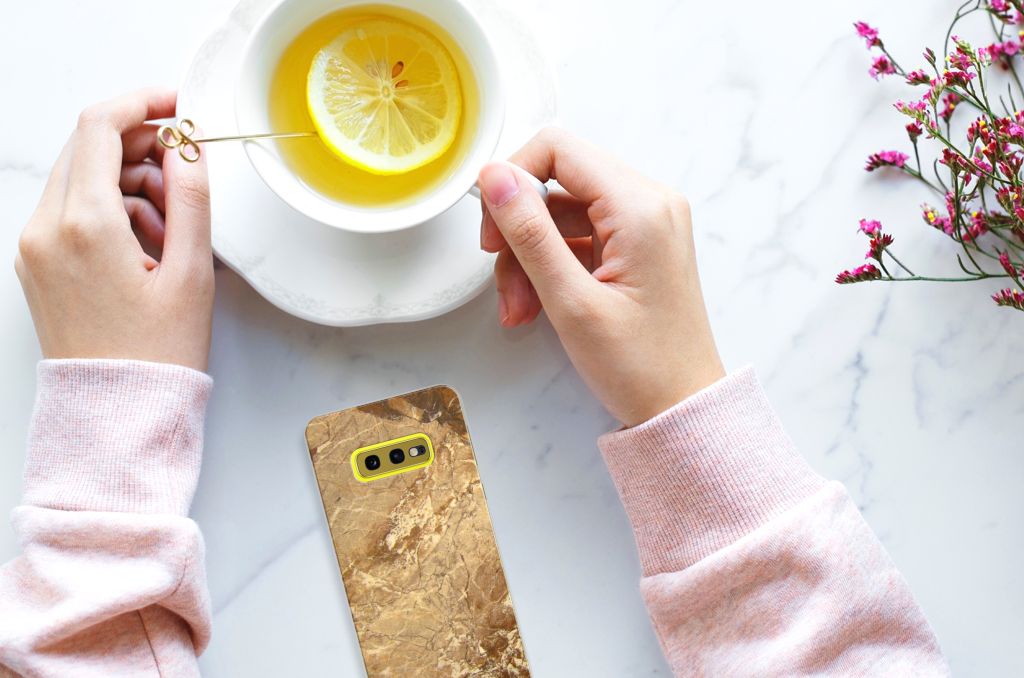 Samsung Galaxy S10e TPU Siliconen Hoesje Marmer Creme