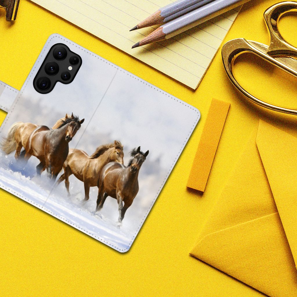 Samsung Galaxy S23 Ultra Telefoonhoesje met Pasjes Paarden