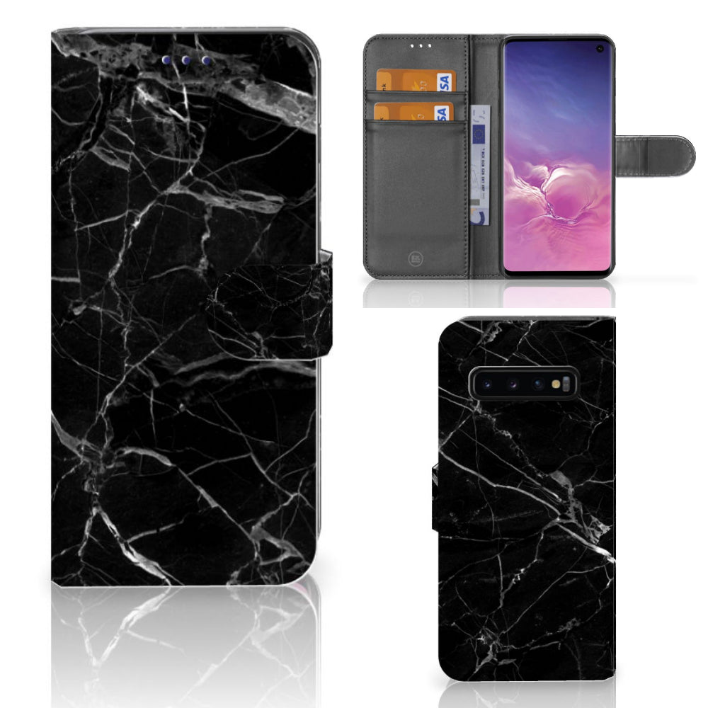 Samsung Galaxy S10 Bookcase Marmer Zwart - Origineel Cadeau Vader