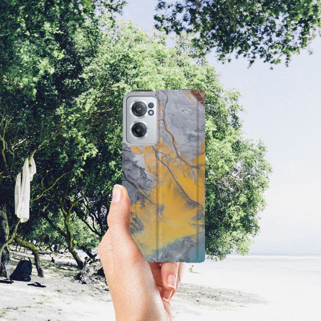 OnePlus Nord CE 2 5G Standcase Marble Blue Gold - B2C Telecom