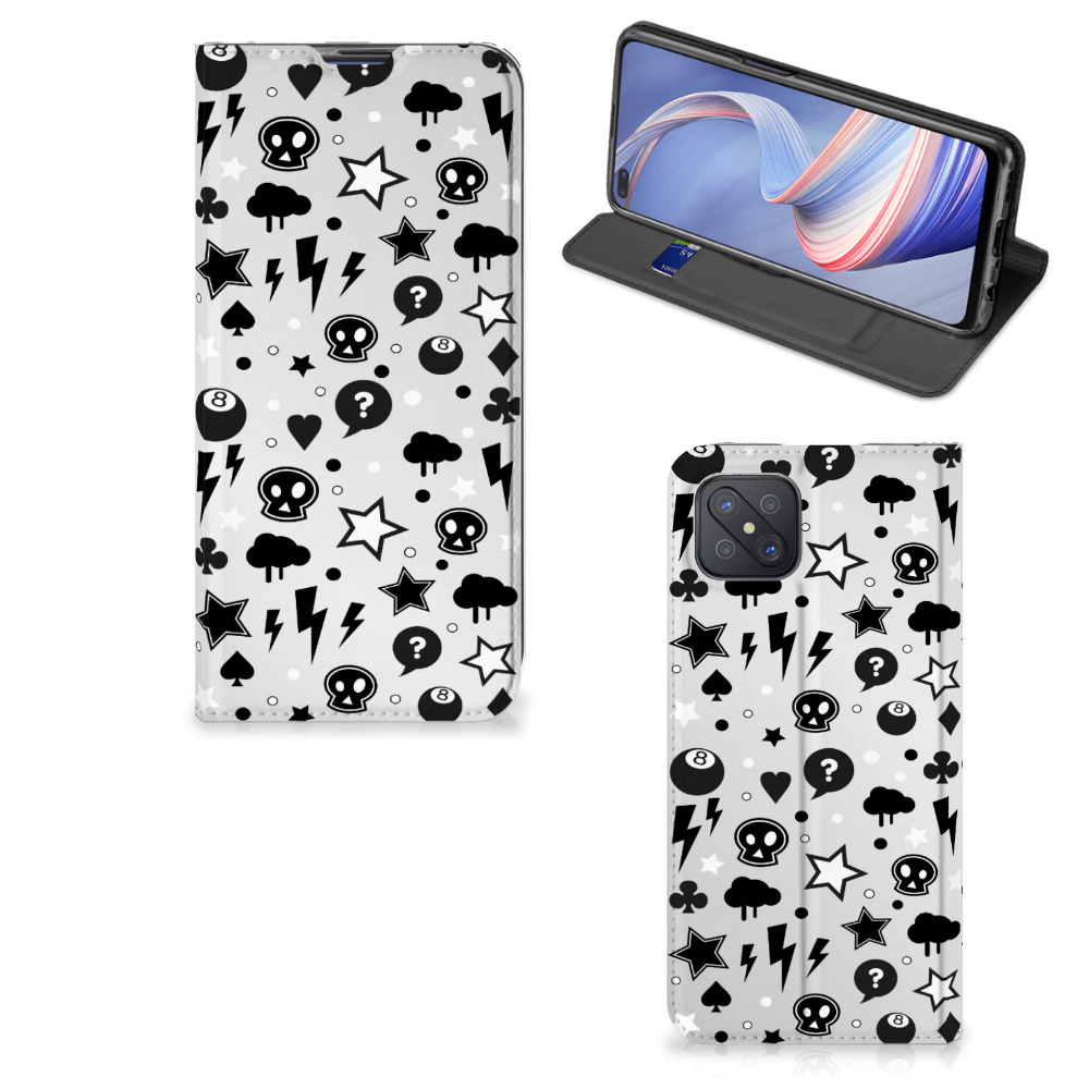 Mobiel BookCase OPPO Reno4 Z 5G Silver Punk - B2C Telecom