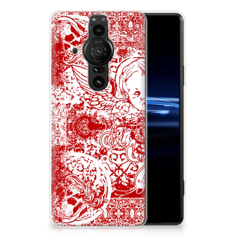 Silicone Back Case Sony Xperia Pro-I Angel Skull Rood