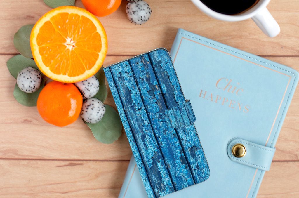 OPPO A17 Book Style Case Wood Blue