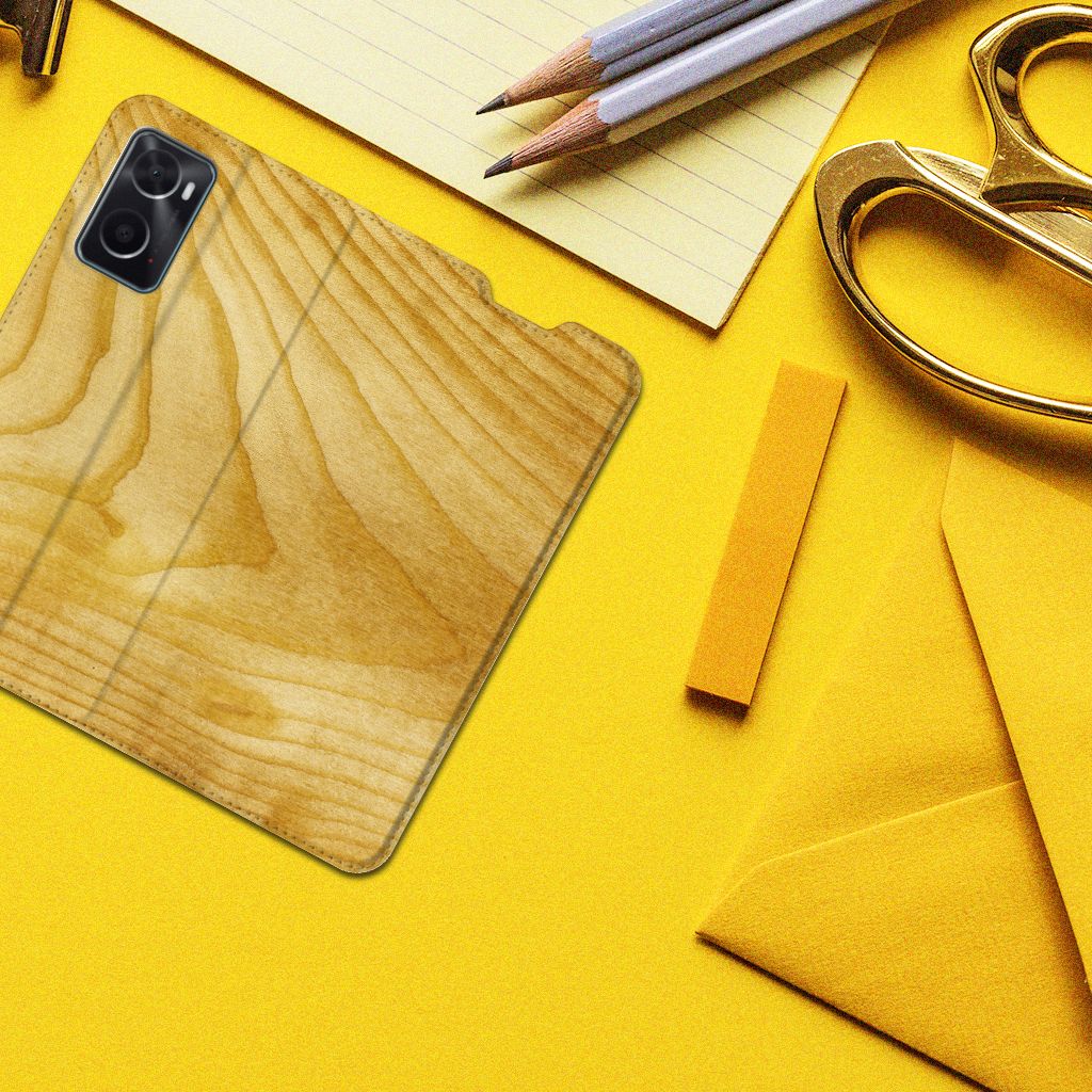 OPPO A96 | A76 Book Wallet Case Licht Hout - B2C Telecom