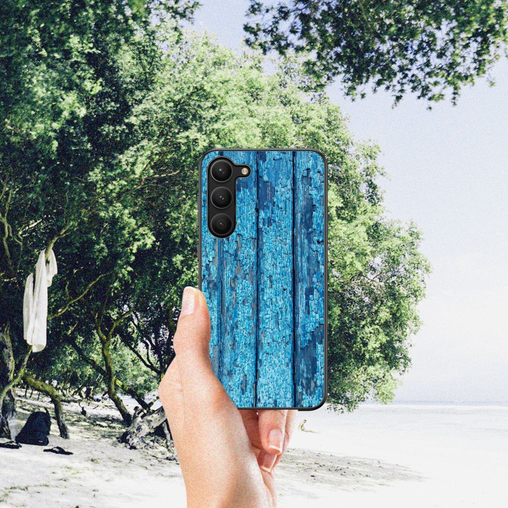 Samsung Galaxy S23 Plus Houten Print Telefoonhoesje Wood Blue B2C Telecom