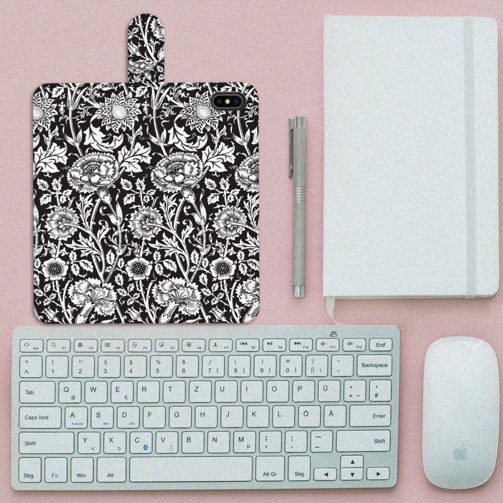 Apple iPhone Xs Max Hoesje Black Flowers