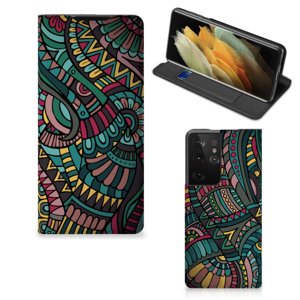 Samsung Galaxy S21 Ultra Hoesje met Magneet Aztec - B2C Telecom