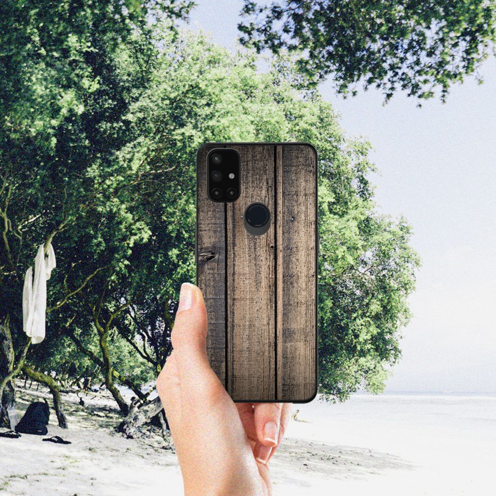 OnePlus Nord N10 5G Houten Print Telefoonhoesje Steigerhout B2C Telecom