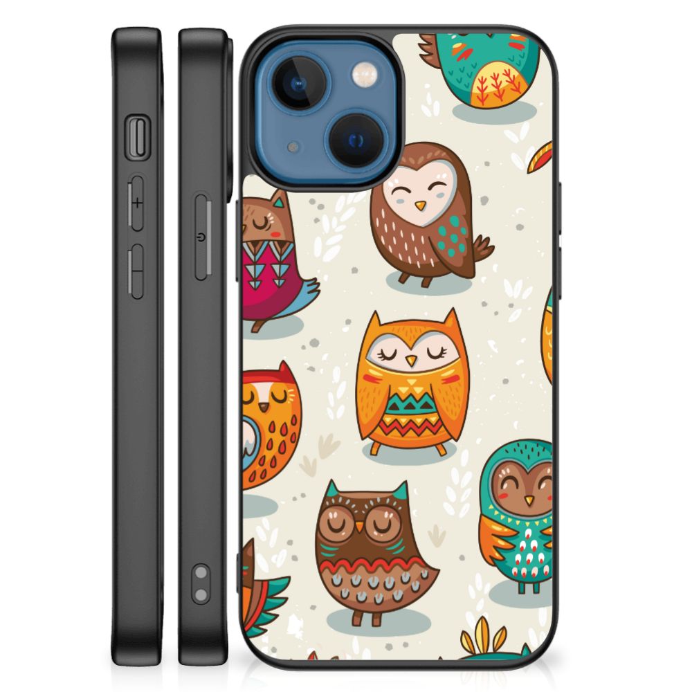 Apple iPhone 13 mini Dierenprint Telefoonhoesje Vrolijke Uilen B2C Telecom