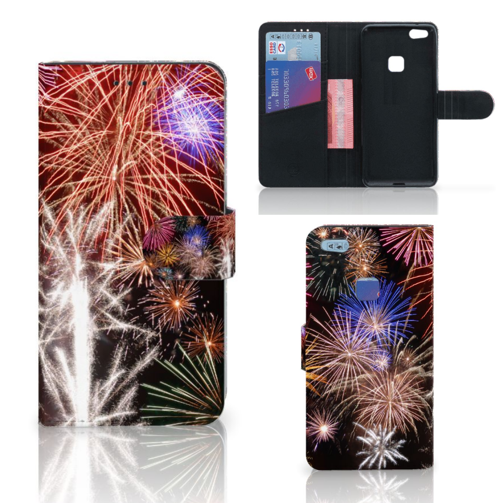 Huawei P10 Lite Wallet Case met Pasjes Vuurwerk