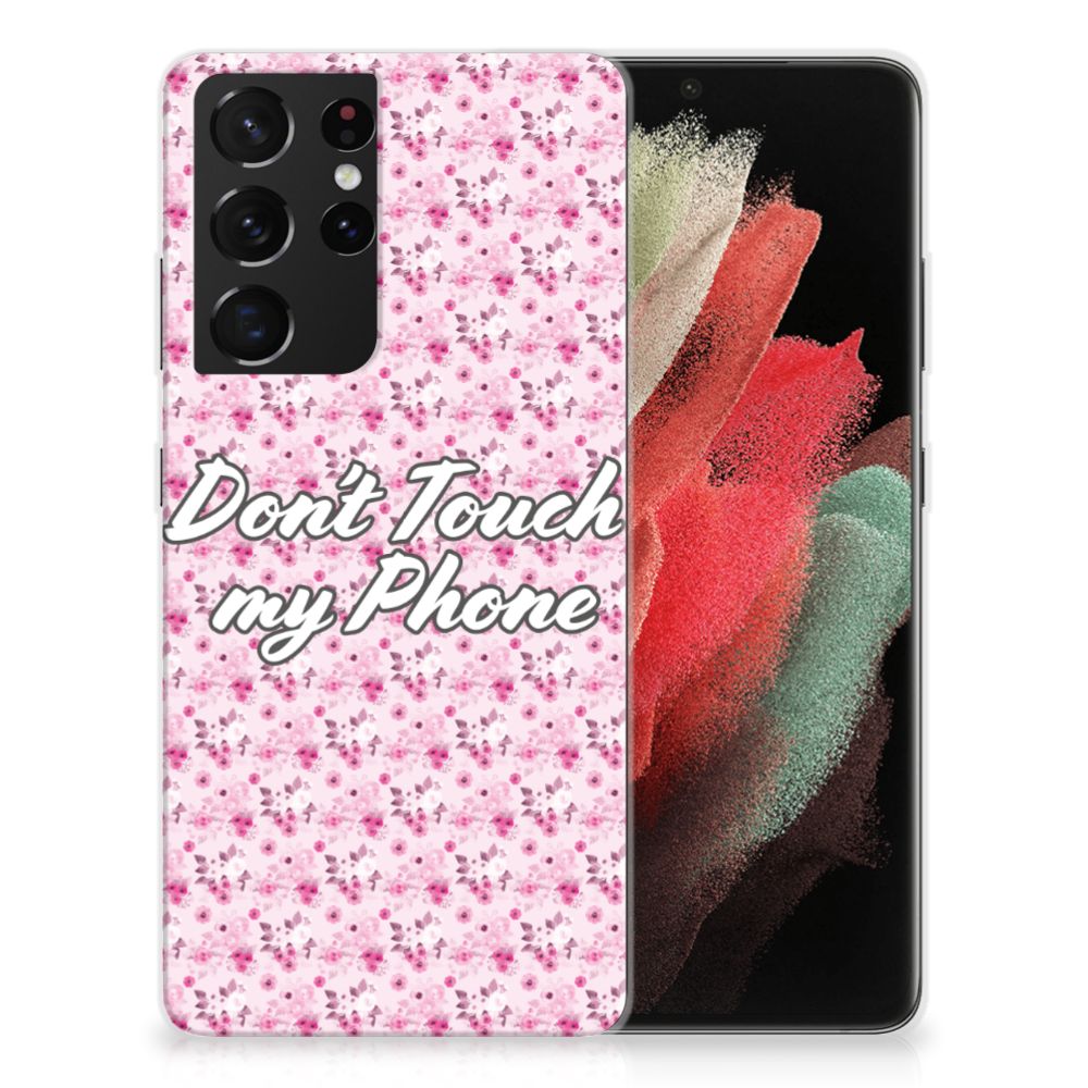 Samsung Galaxy S21 Ultra Silicone-hoesje Flowers Pink DTMP B2C Telecom