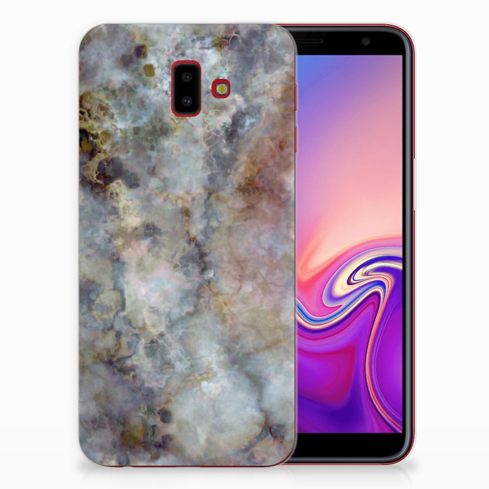 Samsung Galaxy J6 Plus (2018) TPU Siliconen Hoesje Marmer Grijs