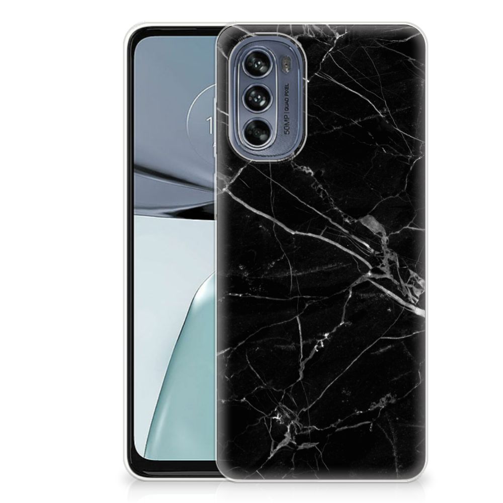 Motorola Moto G62 5G TPU Siliconen Hoesje Marmer Zwart - Origineel Cadeau Vader B2C Telecom
