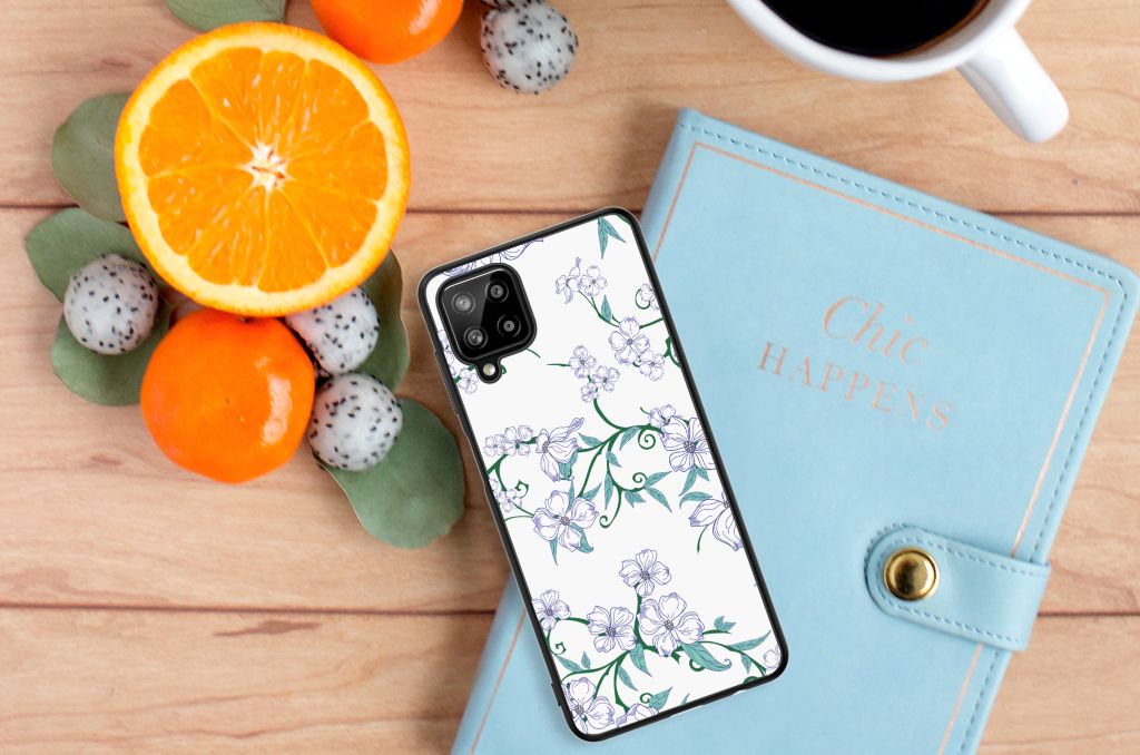 Samsung Galaxy A12 Uniek Bloemen Hoesje Blossom White B2C Telecom