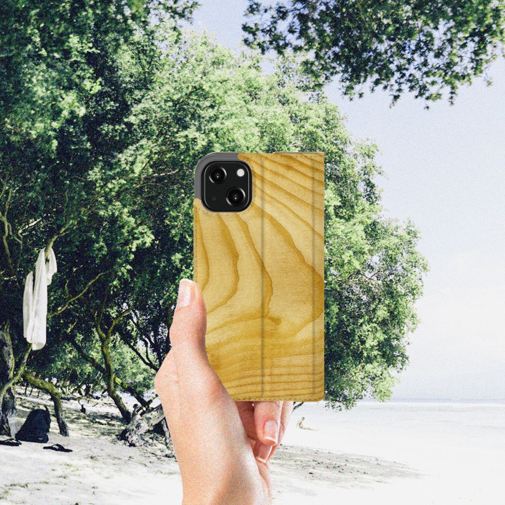 iPhone 13 Book Wallet Case Licht Hout
