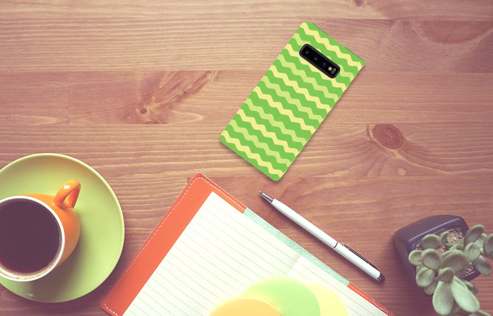 Samsung Galaxy S10 Plus Hoesje met Magneet Waves Green