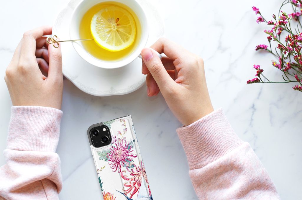 iPhone 13 Mini Hoesje maken Bird Flowers - B2C Telecom