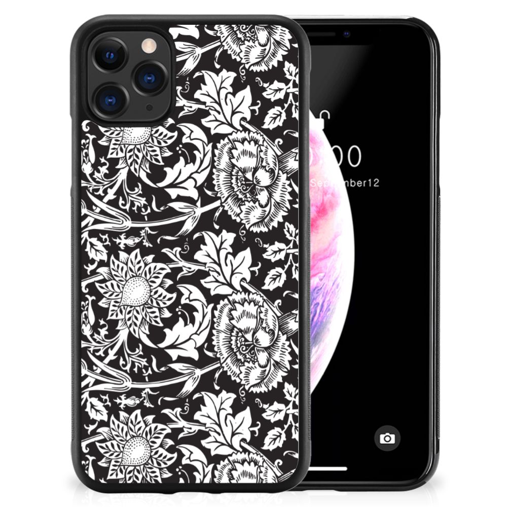 Apple iPhone 11 Pro Max Skin Case Black Flowers B2C Telecom