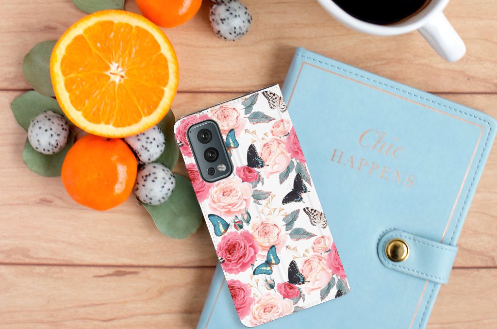 OnePlus Nord 2 5G Smart Cover Butterfly Roses - B2C Telecom