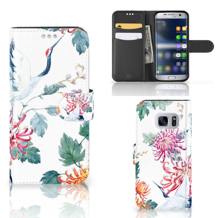 Samsung Galaxy S7 Telefoonhoesje met Pasjes Bird Flowers