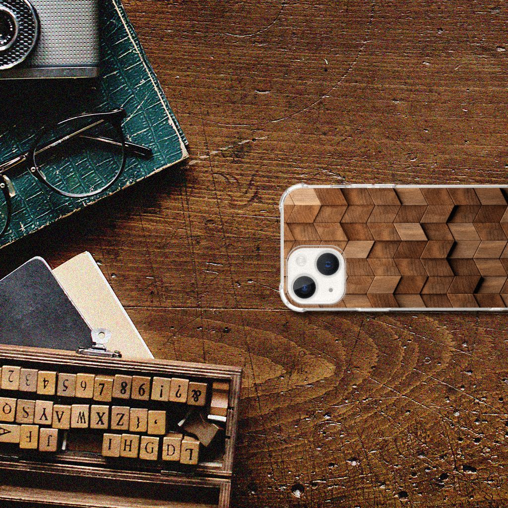 Stevig Telefoonhoesje voor iPhone 13 Wooden Cubes B2C Telecom