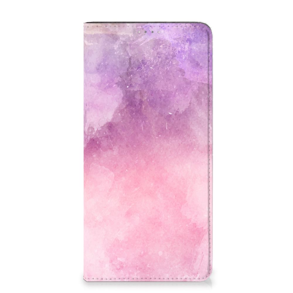 Bookcase Samsung Galaxy A14 4G Pink Purple Paint with a watercolor design featuring pink and purple hues.
