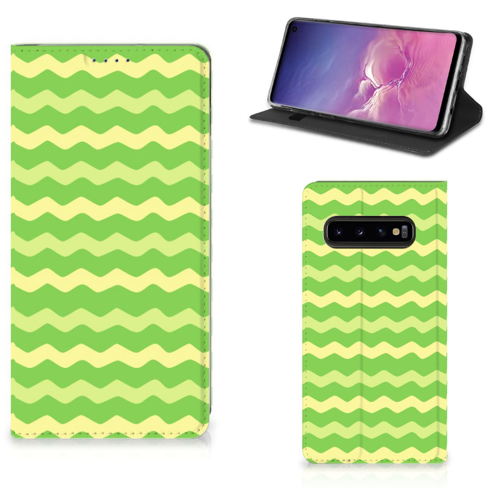 Samsung Galaxy S10 Hoesje met Magneet Waves Green