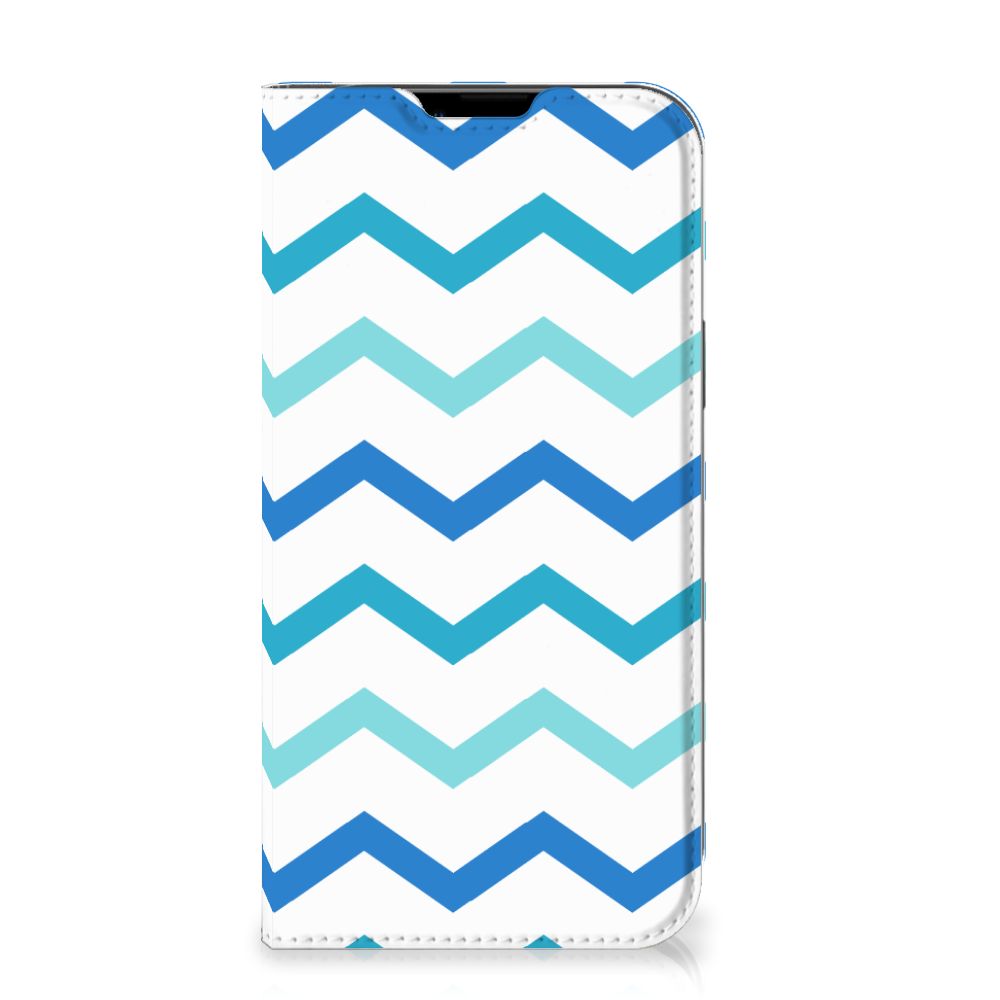 iPhone 14 Plus Hoesje met Magneet Zigzag Blauw